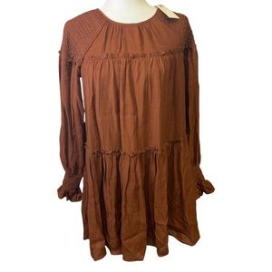 NWT Moon River Brown Long Sleeve Dress Size XS